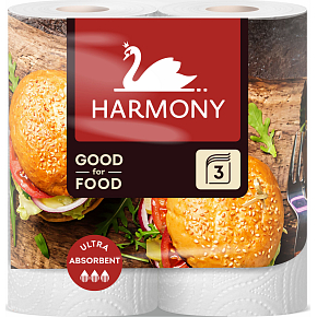 Harmony Good For Food Burger 3-ply Paper Towels 16.5 m, 2 Rolls
