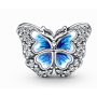 Charm Sterling silver 925 Blue shimmering butterfly bead on animal bracelet