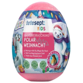 Tetesept Polar Weihnacht šumivá koule růžová - vejce do koupele s figurkou zvířátka ze severního pólu 172 g