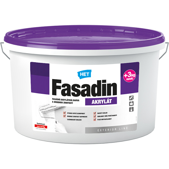 Het Fasadin facade paint with fine grain, white, 15 + 3 kg