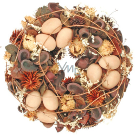 Brown wreath with eggs 23 cm