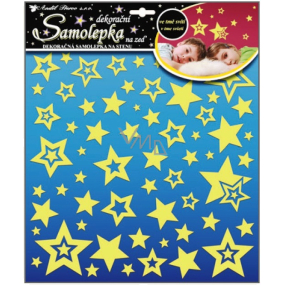 Star wall stickers with glitter glowing in the dark 31 x 29 cm