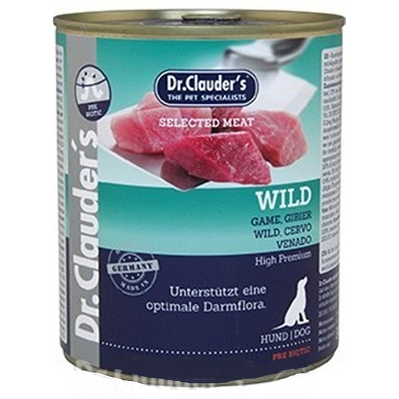 Dr. Clauders Wild Game complete super premium food 96% meat for adult dogs 800 g