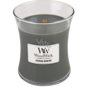 WoodWick Evening Bonfire - Evening by the campfire scented candle with wooden wick and lid glass medium 275 g