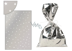 Angel Silver bag with white stars 16 x 25 cm