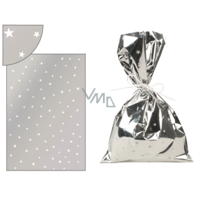 Angel Silver bag with white stars 16 x 25 cm