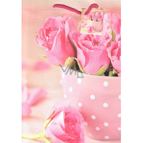 Nekupto Gift paper bag 32.5 x 26 x 13 cm Pink roses 1756 30 KFL