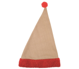 Jute Santa hat with red trim 47 cm