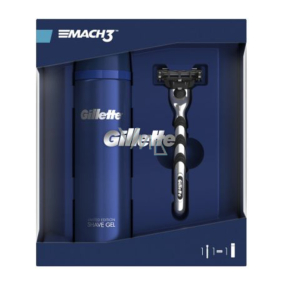 Gillette Mach3 shaver + spare head 1 piece + shaving gel 200 ml, cosmetic set, for men