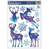 Window foil without glue Deer and blue flakes with glitter 37 x 29 cm