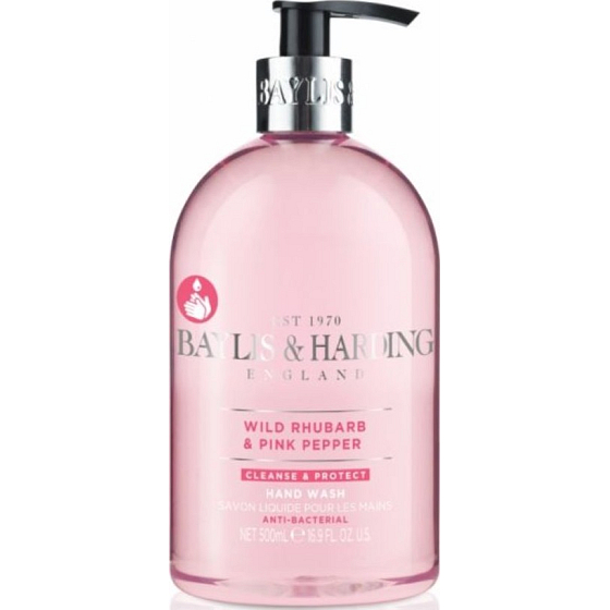 Baylis & Harding Wild rhubarb and pink pepper antibacterial liquid hand soap dispenser 500 ml