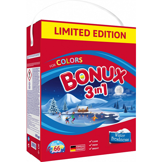 Bonux Color Winter Freshness 3in1 washing powder for coloured laundry 66 doses 4,95 kg