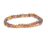 Amber Baltic cognac bracelet elastic natural, nugget irregular approx. 5 mm / 16 - 17 cm, stiff sunlight