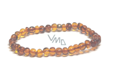 Amber Baltic cognac bracelet elastic natural, nugget irregular approx. 5 mm / 16 - 17 cm, stiff sunlight