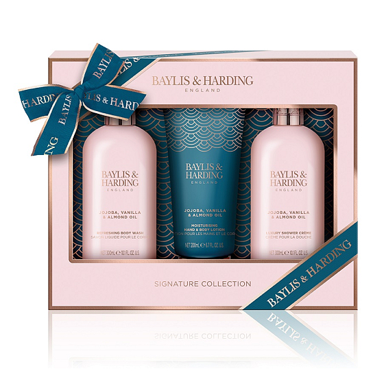 Baylis & Harding Jojoba, vanilla & almond oil washing gel 300 ml + shower cream 300 ml + hand and body lotion 200 ml, cosmetic set for women
