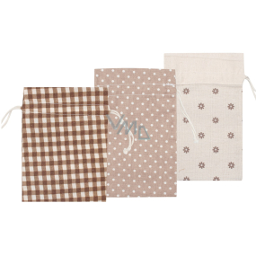 Fabric bag brown with pattern 14 x 21 cm various types