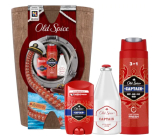 Old Spice Captain deodorant stick 50 ml + 3in1 shower gel for face, body and hair 250 ml + aftershave 100 ml + wooden barrel, cosmetic set for men