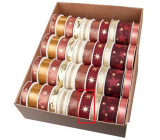 Ditipo Fabric Christmas ribbon with wire Dark red with gold stars 3 m x 25 mm