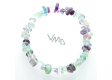 Fluorite rainbow bracelet elastic chopped natural stone 19 cm, genius stone