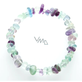 Fluorite rainbow bracelet elastic chopped natural stone 19 cm, genius stone