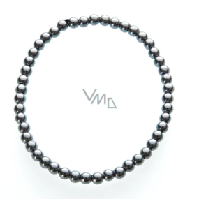 Hematite bracelet elastic natural stone, ball 4 mm / 21 - 22 cm, for men, healthy blood stone