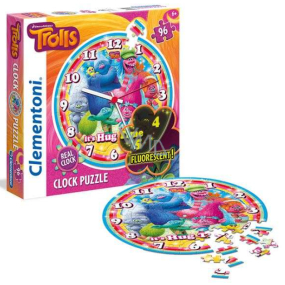 Clementoni Puzzle Trolls glow-in-the-dark clock 96 pieces, recommended age 6+