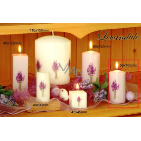 Lima Flower Lavender scented candle light purple with decal lavender cylinder 50 x 100 mm 1 piece