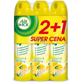 Air Wick Lemon and Ginseng 4in1 air freshener spray 3 x 240 ml