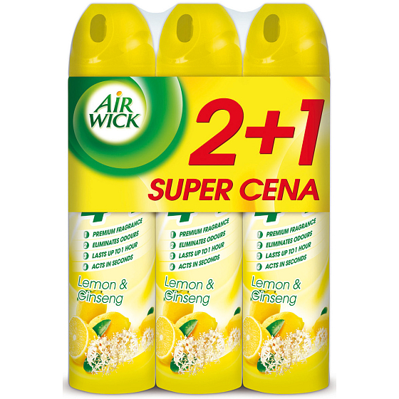 Air Wick Lemon and Ginseng 4in1 air freshener spray 3 x 240 ml