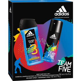Adidas Team Five deodorant spray for men 150 ml + shower gel 250 ml, cosmetic set