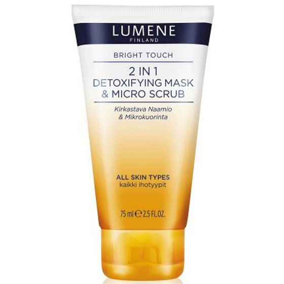 Lumene Bright Touch 2in1 Detoxifyng Mask & Micro Scrub Refreshing Mask with Micro-Peeling 75 ml