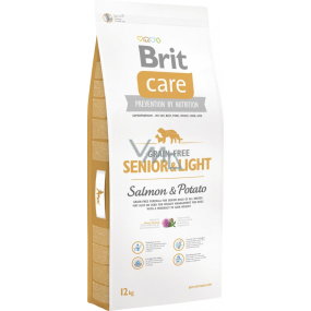 Brit Care Grain-free Senior & Light Salmon + potato is a mobile food for older dogs of all breeds 12 kg
