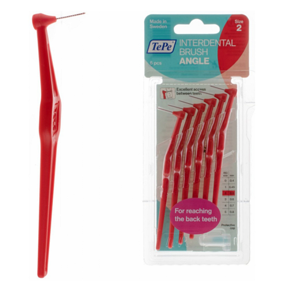 TePe Angle Interdental Brushes 0.5 mm Red 6 Pieces