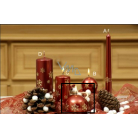 Lima Snowflake candle red ball 80 mm 1 piece