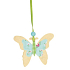 Butterfly made of wood floral decor blue-green 7 cm