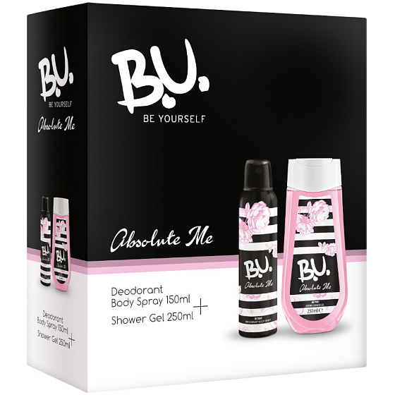 BU Absolute Me deodorant spray for women 150 ml + shower gel 250 ml, cosmetic set