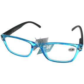 Berkeley Reading glasses +2.0 plastic transparent blue, black sides 1 piece MC2166