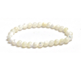 Pearl bracelet elastic natural stone, ball 6 mm / 16 - 17 cm, symbol of femininity