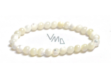 Pearl bracelet elastic natural stone, ball 6 mm / 16 - 17 cm, symbol of femininity