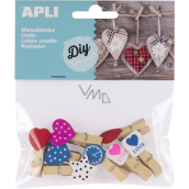 Apli Wooden pegs natural mix of motifs 35 mm 8 pieces