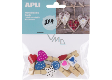 Apli Wooden pegs natural mix of motifs 35 mm 8 pieces