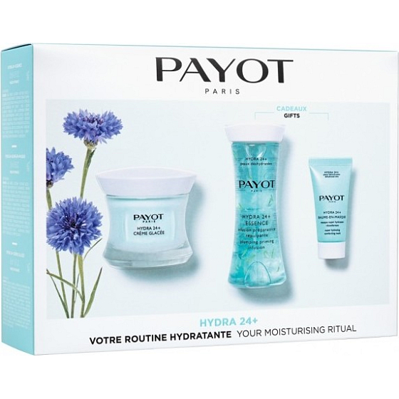 Payot Hydra24+ Creme Glacee moisturizer for normal to dry skin 50 ml + Essence smoothing moisturizing pre-treatment foundation water 125 ml + Baume En Masque super hydrating stimulating mask 15 ml, cosmetic set 2022