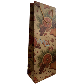 Nekupto Kraft gift bag for bottle 15 x 40 cm Christmas orange with cinnamon