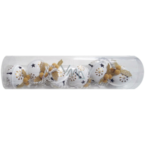 Roller blinds white with gold print for hanging 4 cm 6 pieces