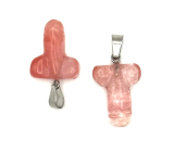 Crystal pink Penis for luck, pendant hand cut approx. 11 x 22 mm, stone stones