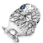 Sterling silver 925 Bird with blue cubic zirconia, bead on bracelet animal