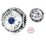 Charm Sterling silver 925 Zodiac sign, cubic zirconia Libra, bead for bracelet