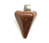 Goldstone gold pendulum natural stone 2,2 cm, stone of ambition