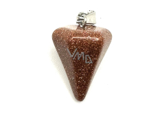 Goldstone gold pendulum natural stone 2,2 cm, stone of ambition