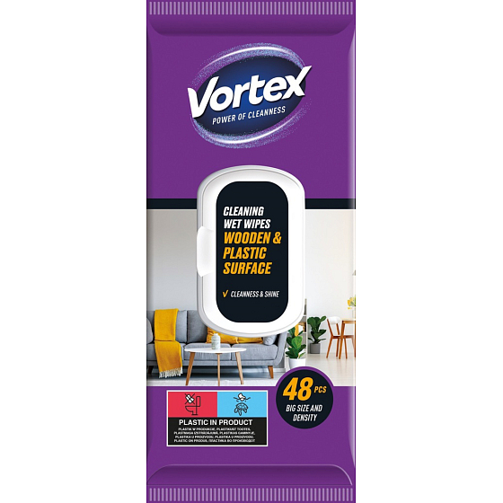 Vortex Moist Wipes for Wood and Furniture, 48 pcs